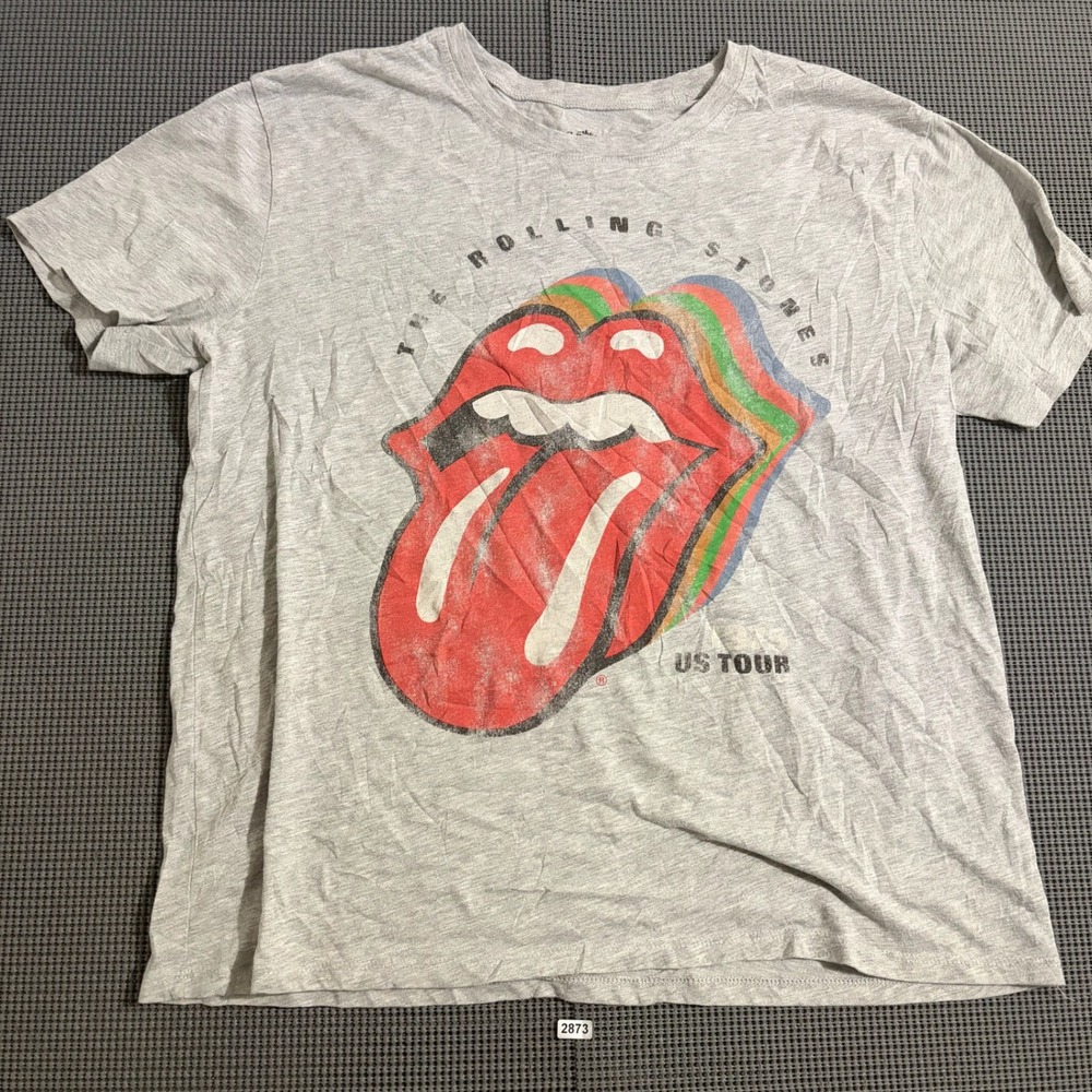 The Rolling Stones US Tour 1975 Graphic T-Shirt Gray L (12-14)